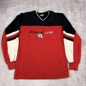 Vtg‎ Dale Earnhardt Jr Sweater Mens XL Red 90s V Neck NASCAR Budweiser Racing
